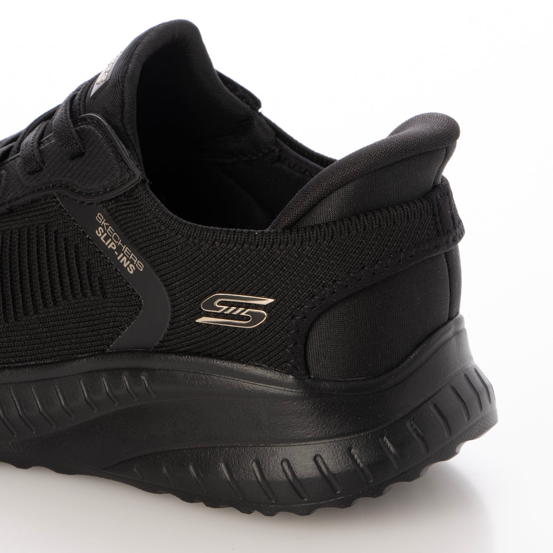 スケッチャーズ SKECHERS SLIP-INS:BOBS SPORT SQUAD CHAOS - CURRENT MUSE（スリップインズ：ボブス スクワッド カオス - カレント ミューズ）バンジーレーススニーカー 118312 （ブラック/ブラック） ブラック/ブラック