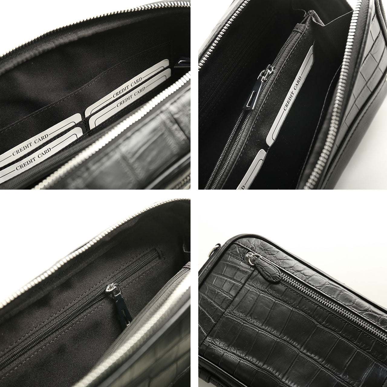 サンキョウショウカイ 三京商会 クロコダイルレザー2way クラッチバッグ ボディバッグ メンズ （ブラック） ブラック