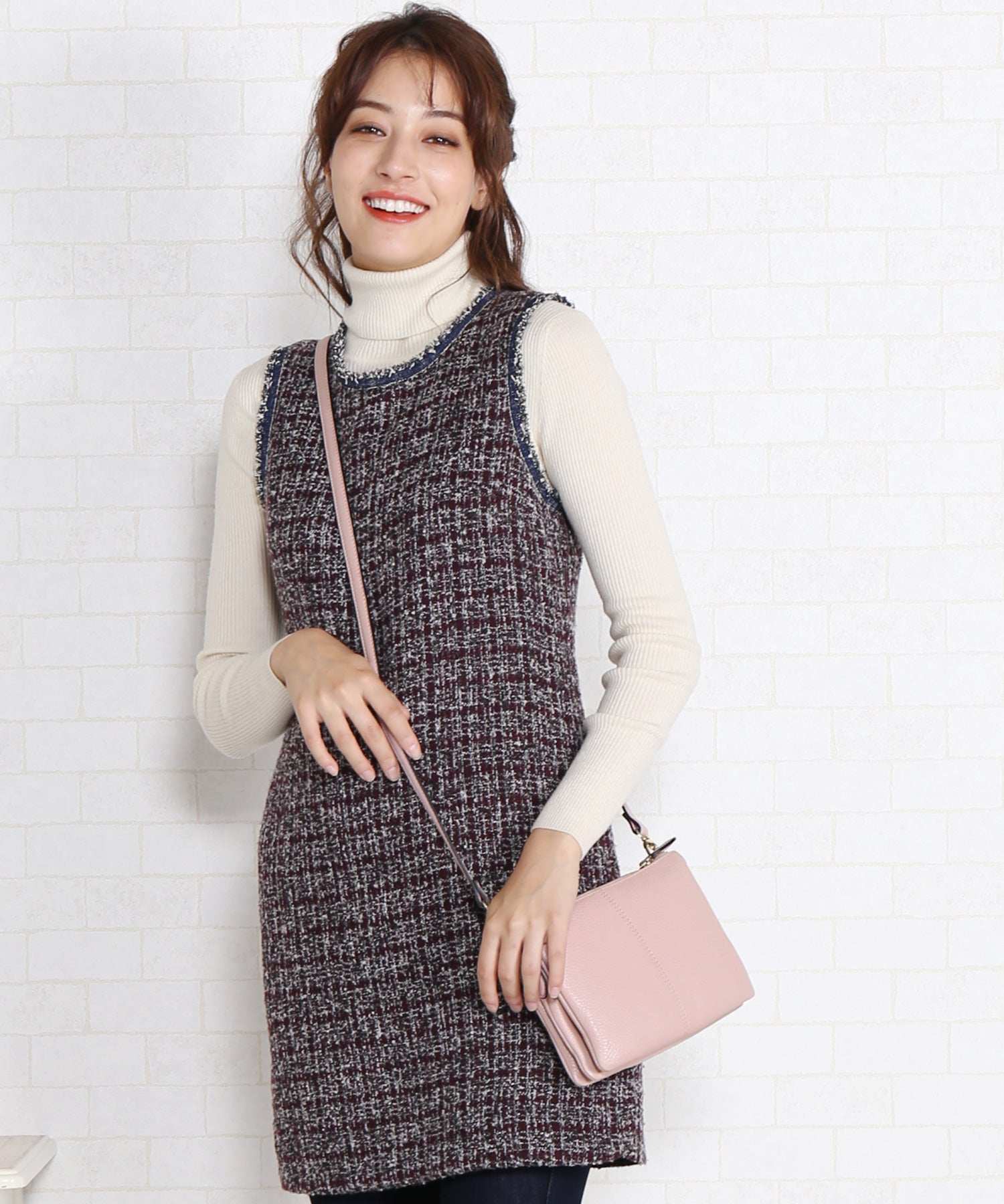 サンキョウショウカイ 三京商会 [Mia Borsa]牛革レザーショルダーバッグ,スモークピンク