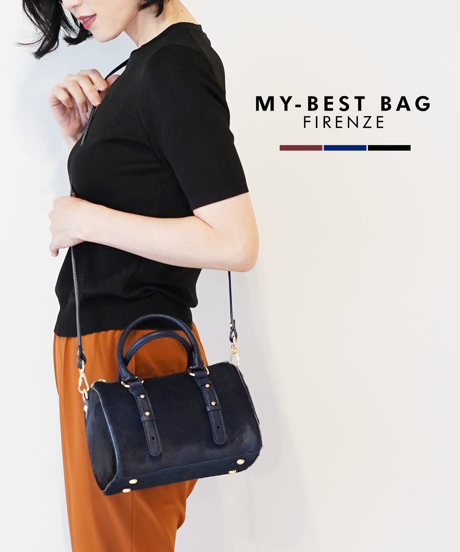 サンキョウショウカイ 三京商会 [MY BEST BAG]ホースヘア牛革ミニボストンショルダーバッグ