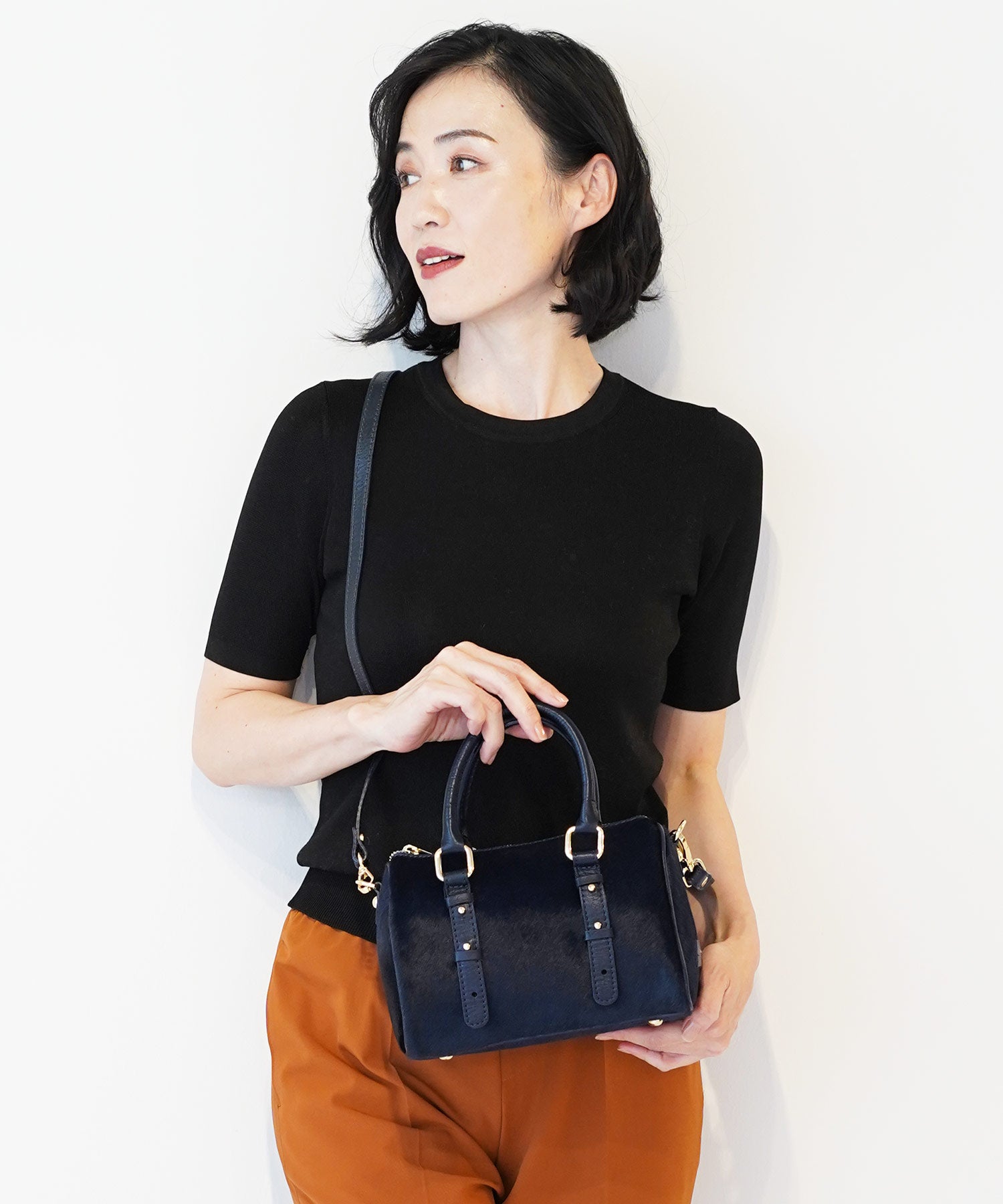 サンキョウショウカイ 三京商会 [MY BEST BAG]ホースヘア牛革ミニボストンショルダーバッグ