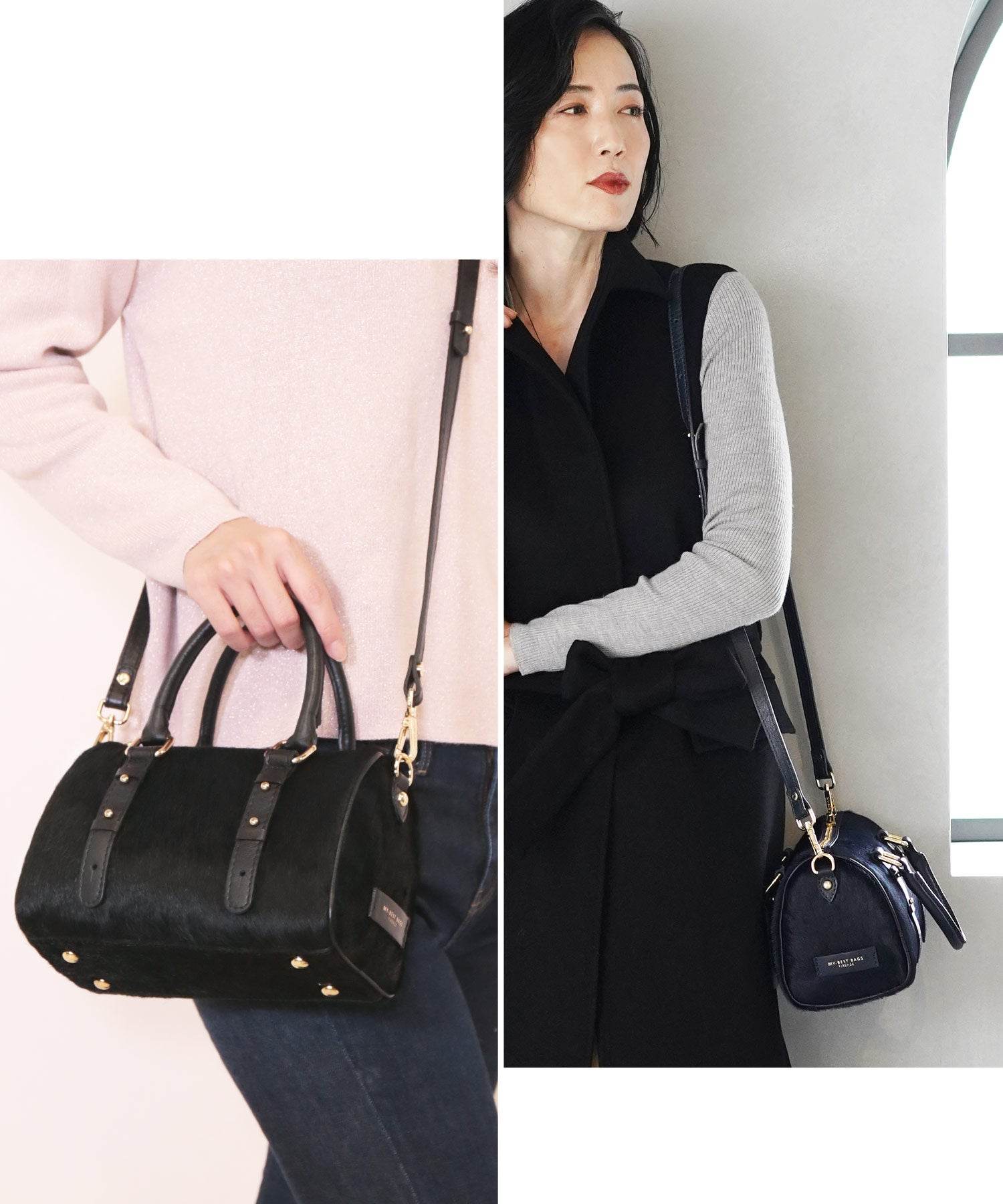 サンキョウショウカイ 三京商会 [MY BEST BAG]ホースヘア牛革ミニボストンショルダーバッグ