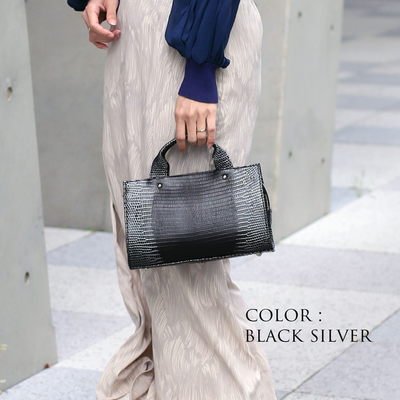 サンキョウショウカイ 三京商会 リザード 2wayハンドバッグ 日本製 JRA 本革 （ブラック） ブラック