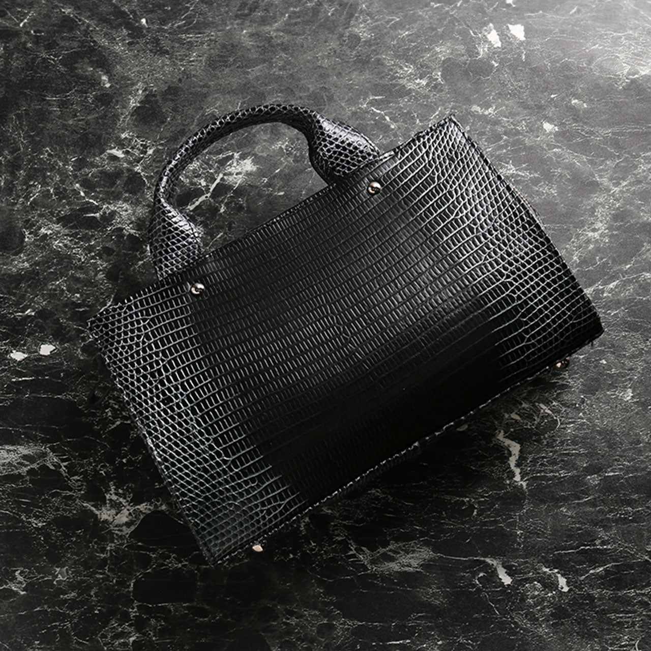 Sankyo Shokai Lizard 2way Handbag Made in Japan JRA Genuine Leather
