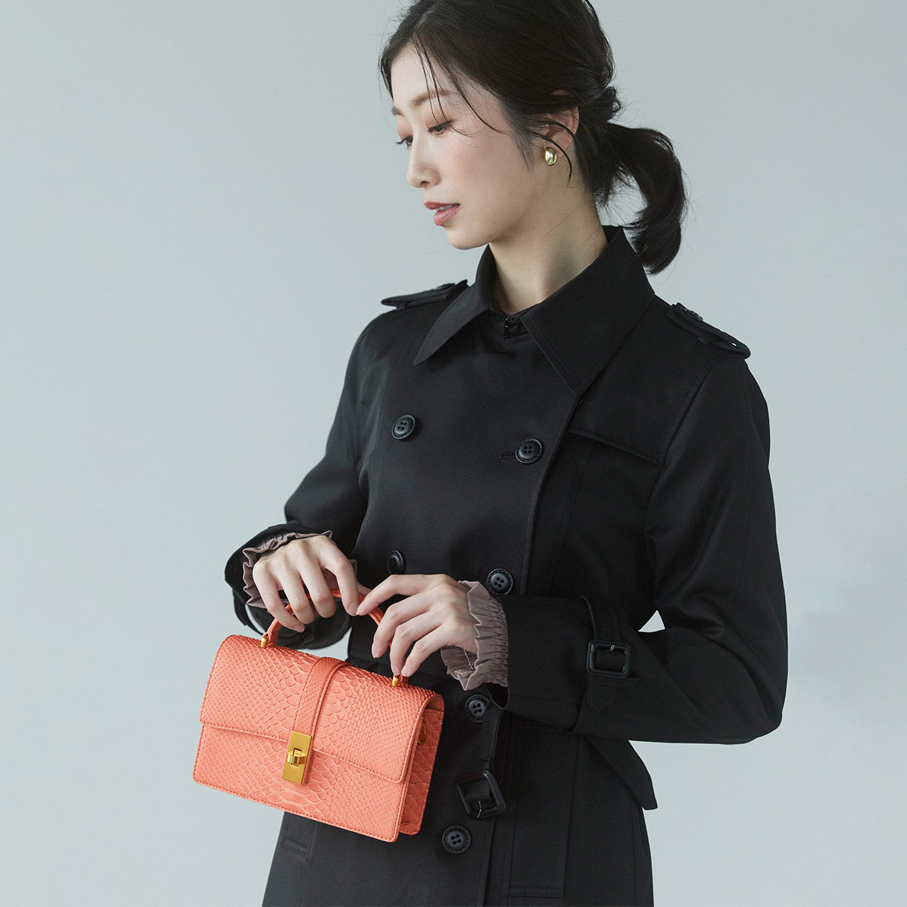 サンキョウショウカイ 三京商会 ダイヤモンドパイソン 2way ハンドバッグ （オールドローズ） オールドローズ