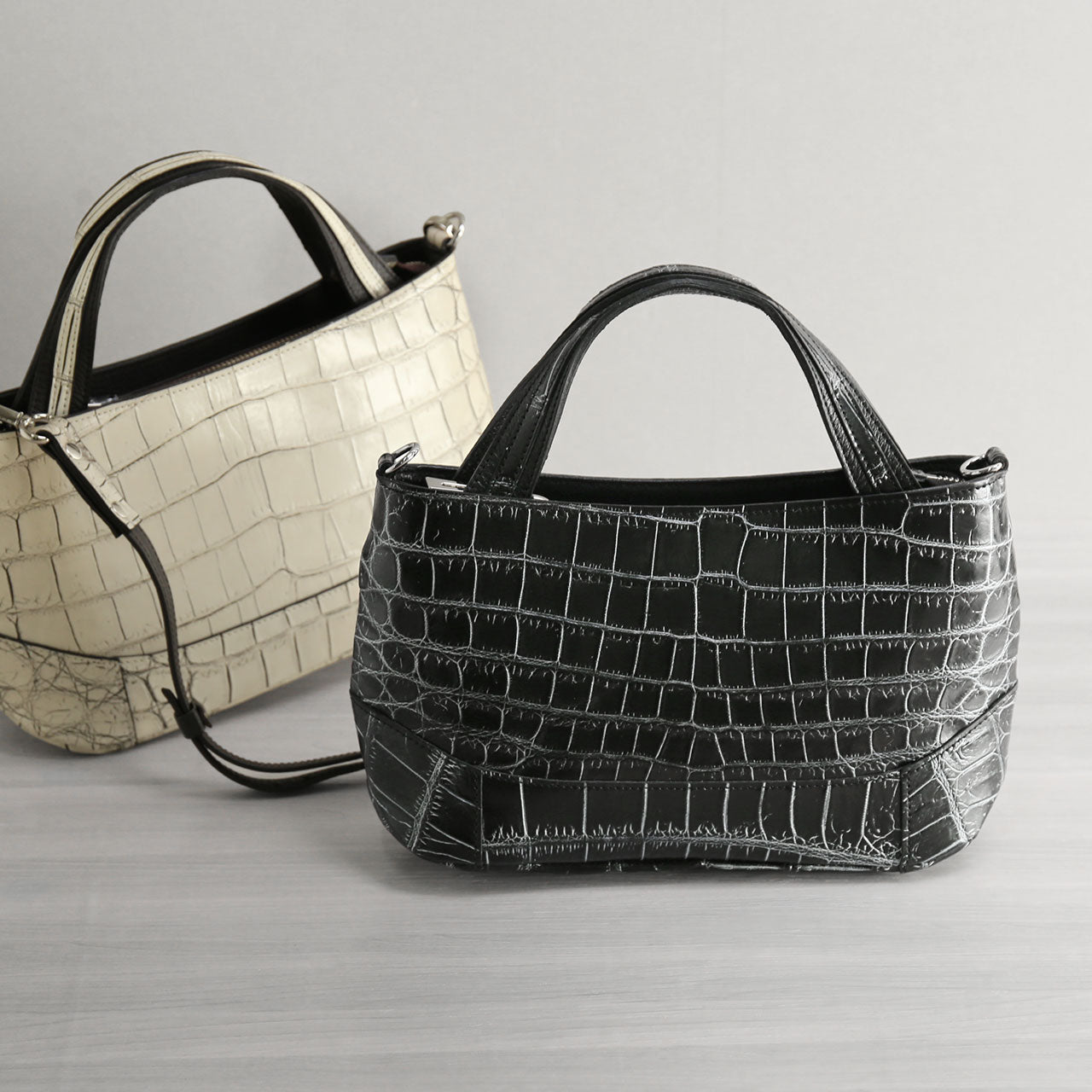 Sankyo Shokai Crocodile Leather 2-way Handbag Made in Japan