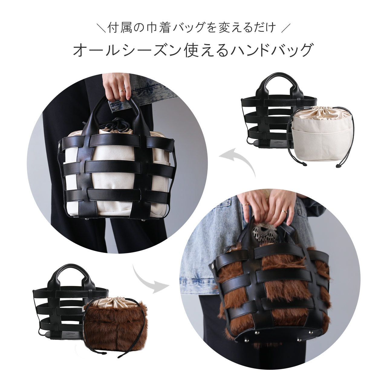 サンキョウショウカイ 三京商会 牛床革 2way かごバッグ （ブラック） ブラック