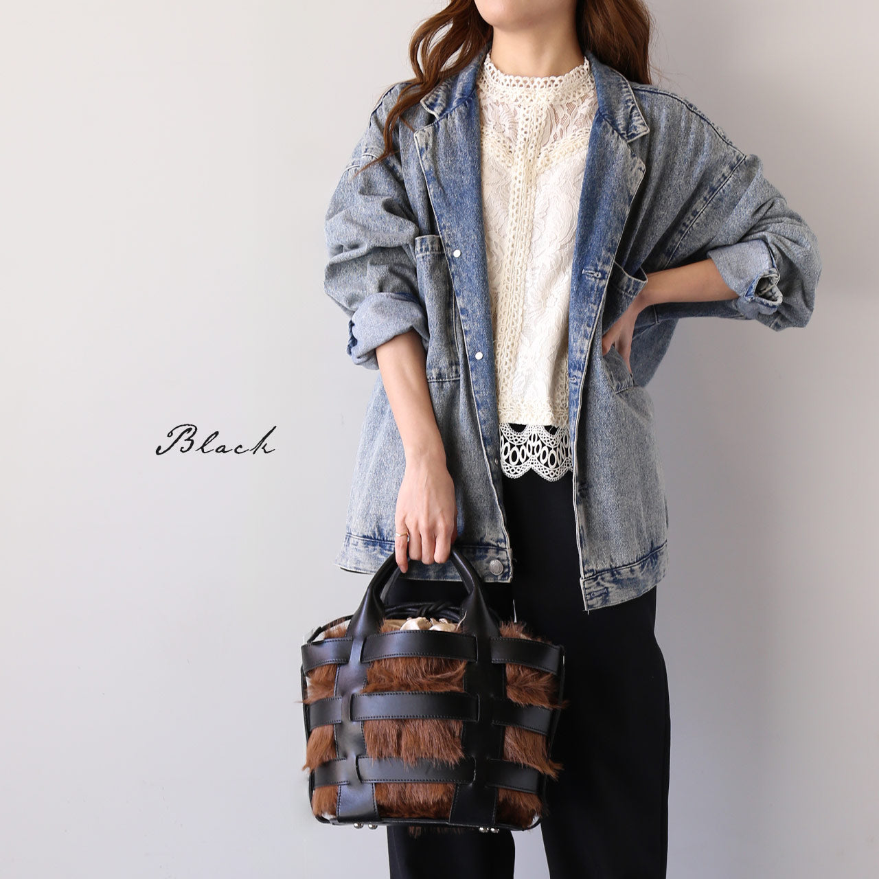 サンキョウショウカイ 三京商会 牛床革 2way かごバッグ （ブラック） ブラック