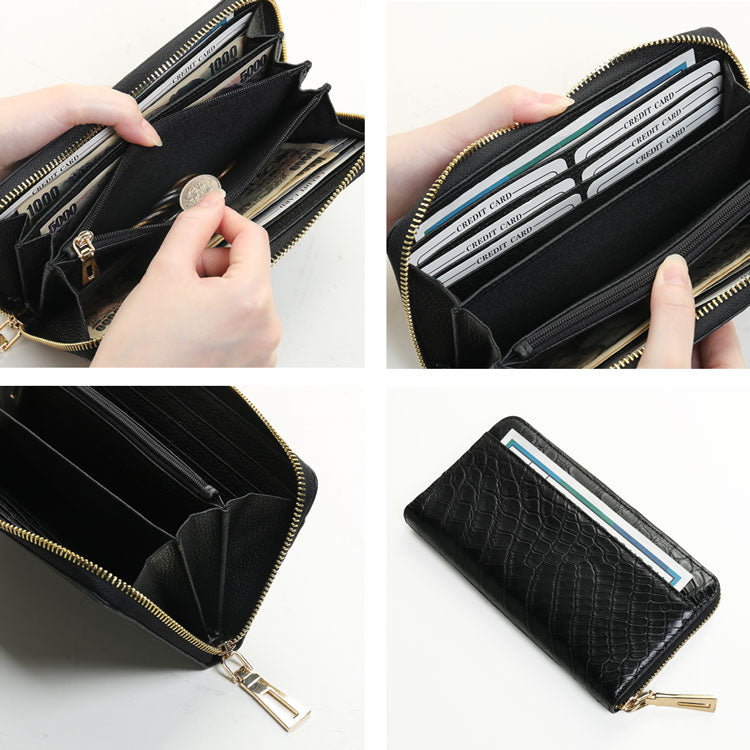 サンキョウショウカイ 三京商会 ナイル クロコダイル 長財布 マット加工 ラウンドファスナー （ワインブラック） ワインブラック