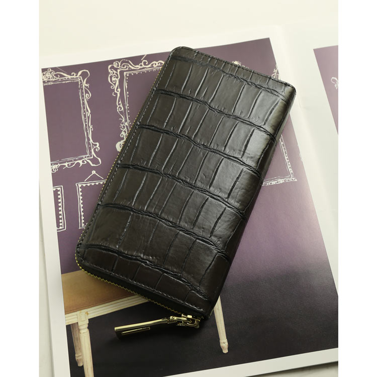 サンキョウショウカイ 三京商会 ナイル クロコダイル 長財布 マット加工 ラウンドファスナー （ワインブラック） ワインブラック