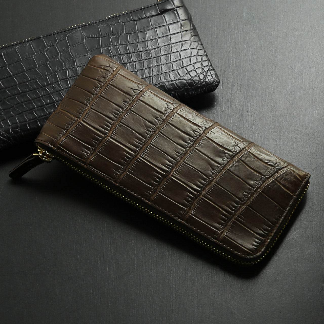 サンキョウショウカイ 三京商会 ナイルクロコダイル L字ファスナー 長財布 マット加工 （ダークブラウン） ダークブラウン