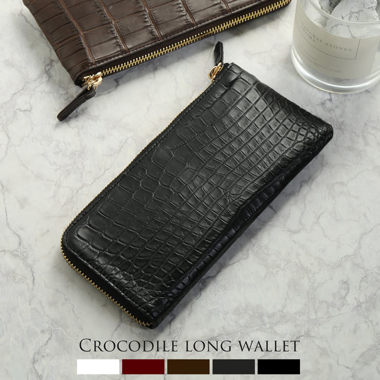 サンキョウショウカイ 三京商会 ナイルクロコダイル L字ファスナー 長財布 マット加工 （ダークブラウン） ダークブラウン