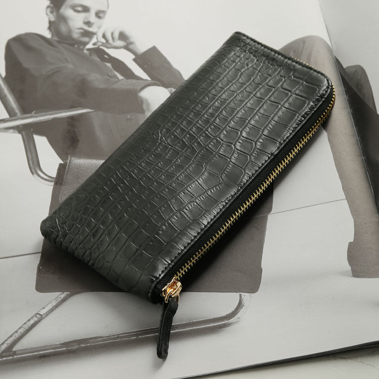 サンキョウショウカイ 三京商会 ナイルクロコダイル L字ファスナー 長財布 マット加工 （ダークブラウン） ダークブラウン