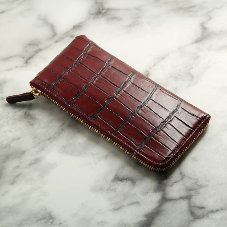 サンキョウショウカイ 三京商会 ナイルクロコダイル L字ファスナー 長財布 マット加工 （ダークブラウン） ダークブラウン