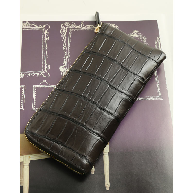 サンキョウショウカイ 三京商会 ナイルクロコダイル L字ファスナー 長財布 マット加工 （ダークブラウン） ダークブラウン