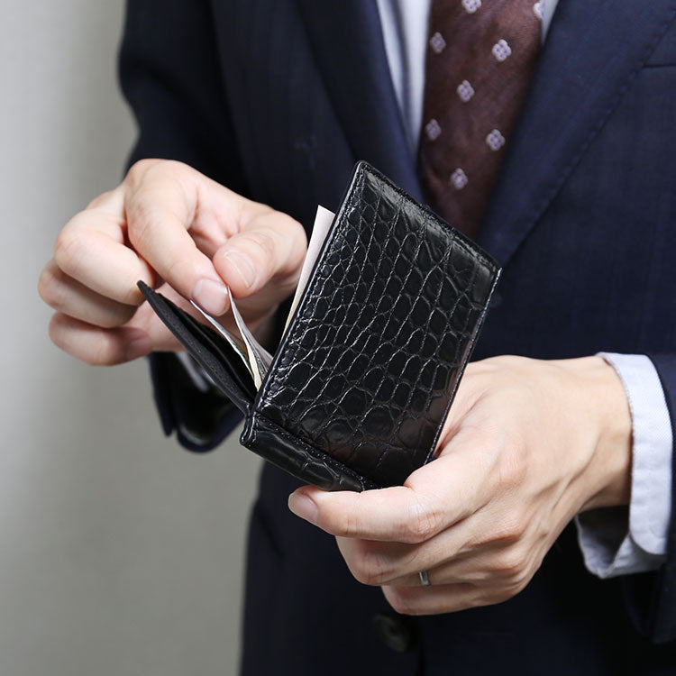 サンキョウショウカイ 三京商会 クロコダイルレザー マネークリップ （ブラック） ブラック