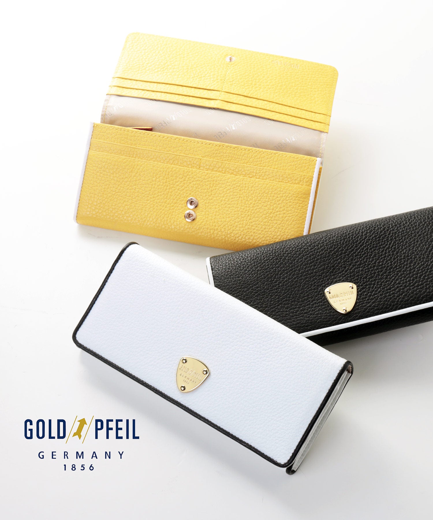 サンキョウショウカイ 三京商会 [GOLD PFEIL]牛革レザーバイカラーフラップ式長財布