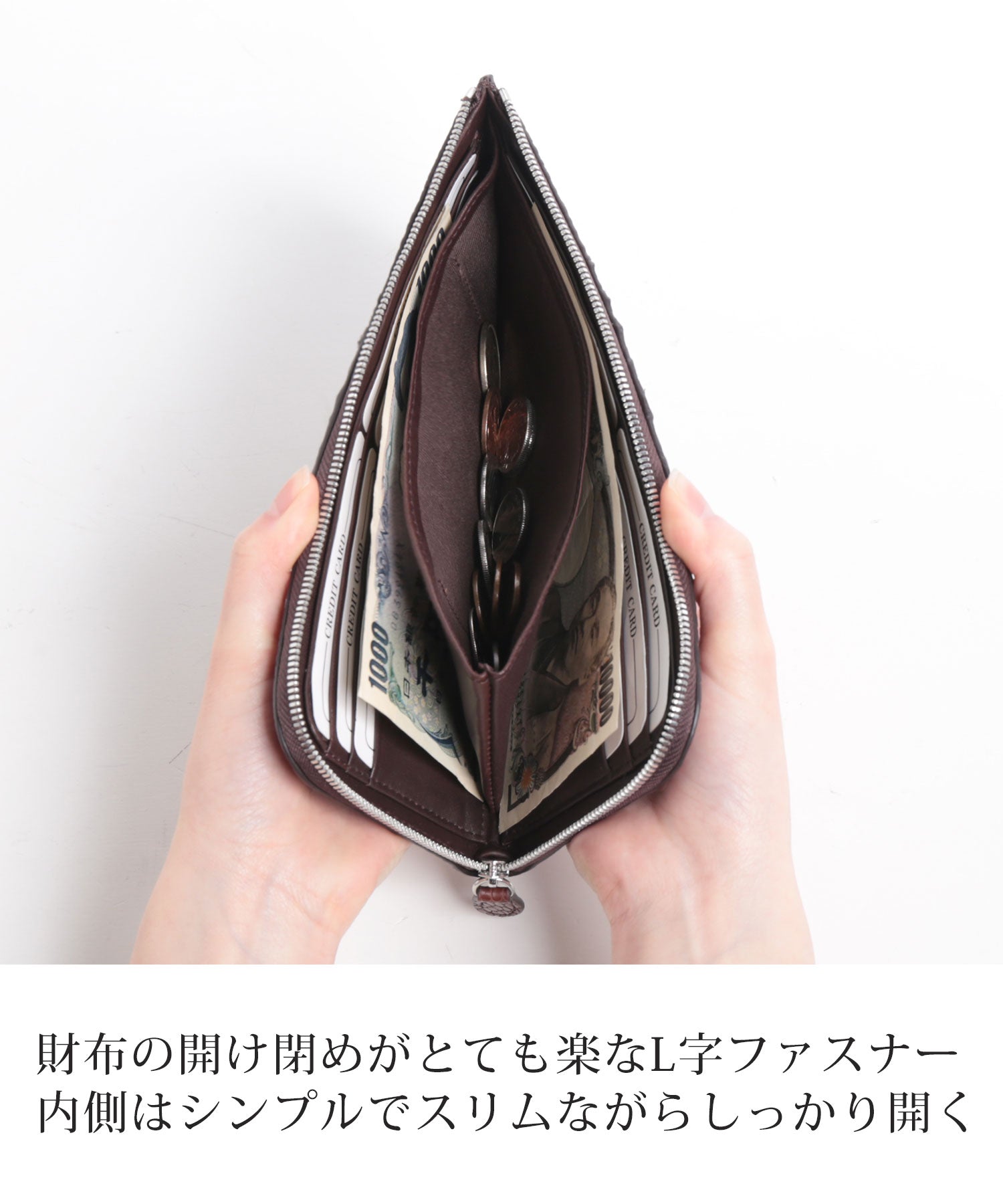 サンキョウショウカイ 三京商会 クロコダイルレザーマットホーンバック長財布L字