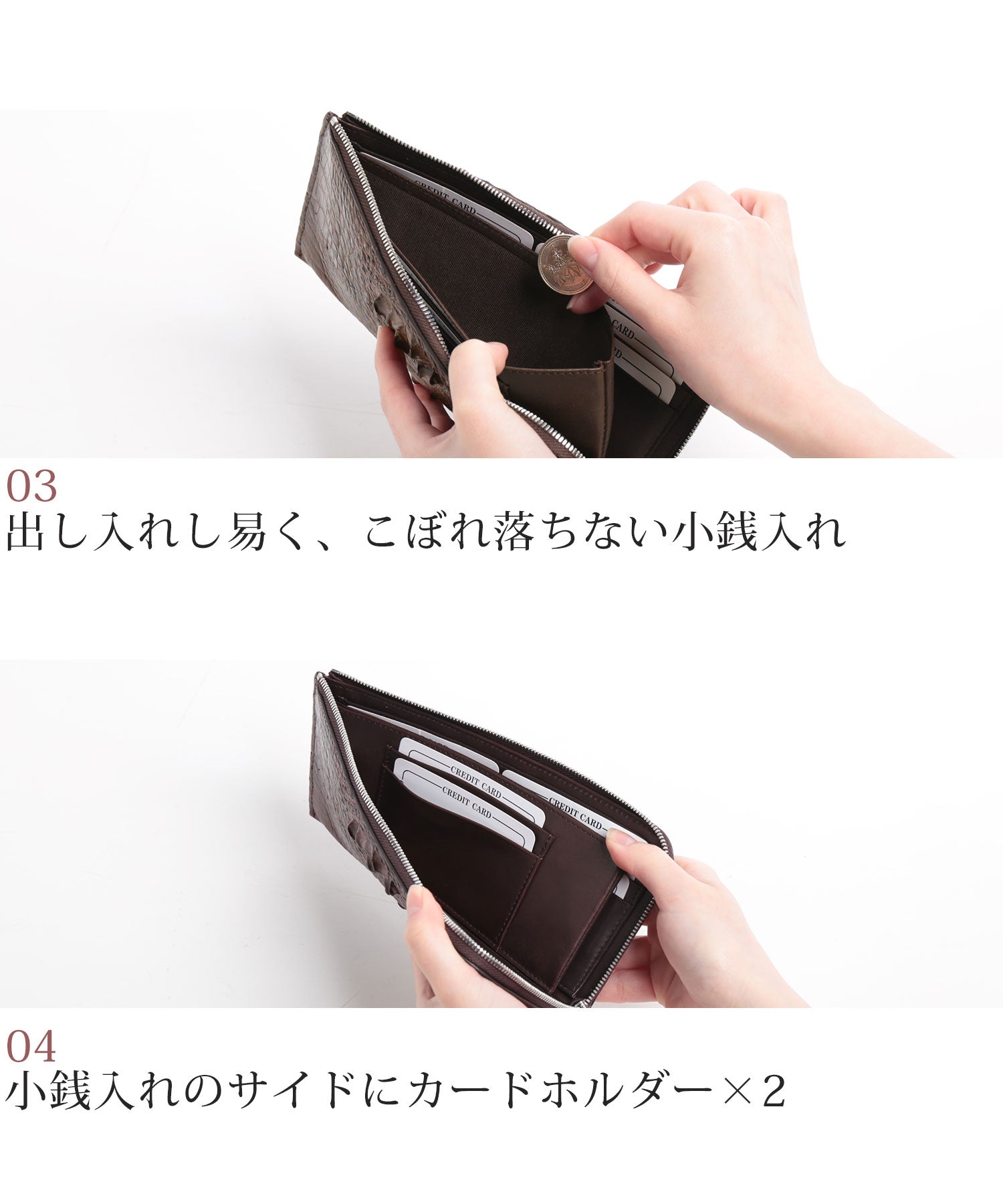 サンキョウショウカイ 三京商会 クロコダイルレザーマットホーンバック長財布L字
