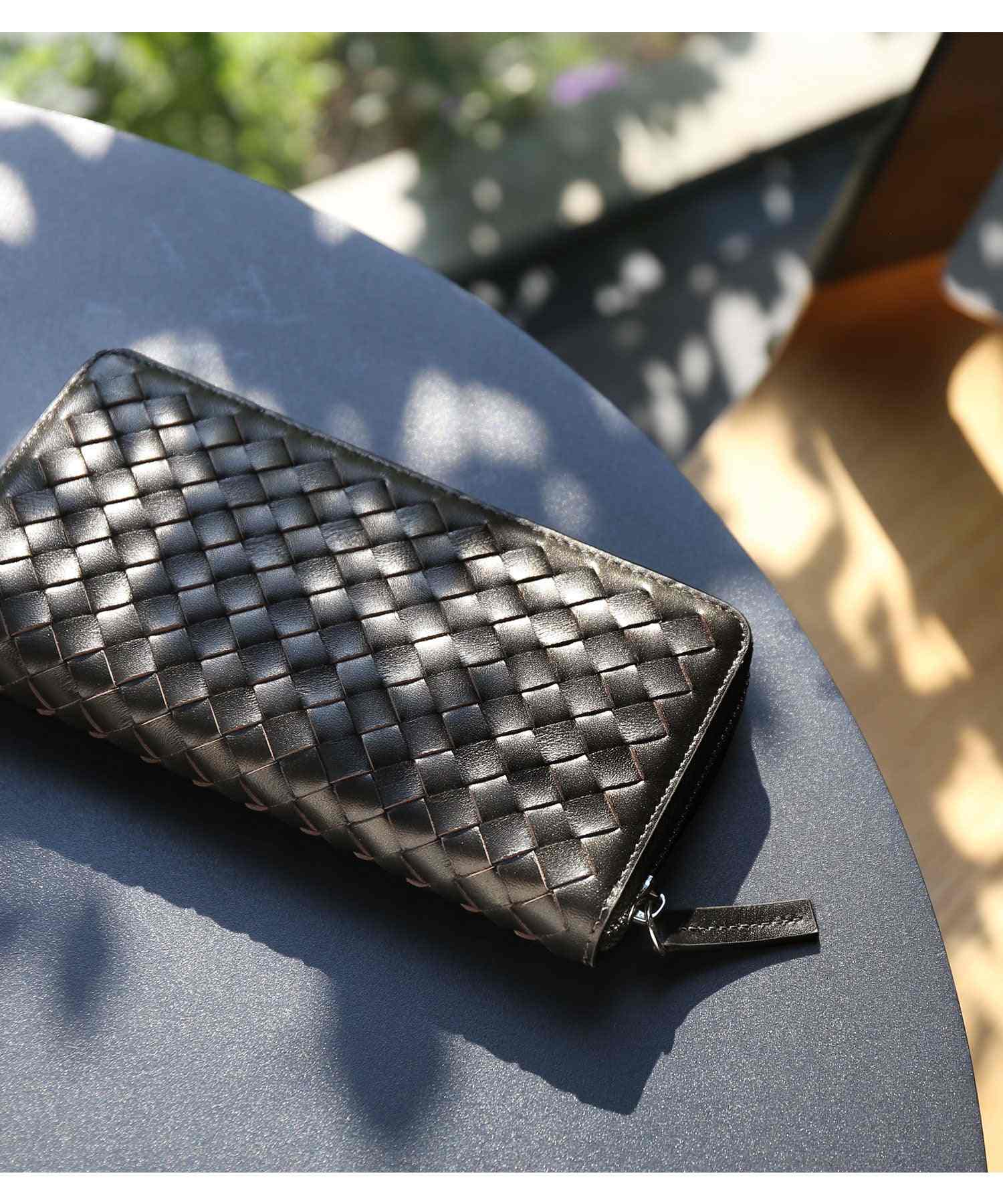 サンキョウショウカイ 三京商会 ラムレザーイントレチャート長財布メッシュ