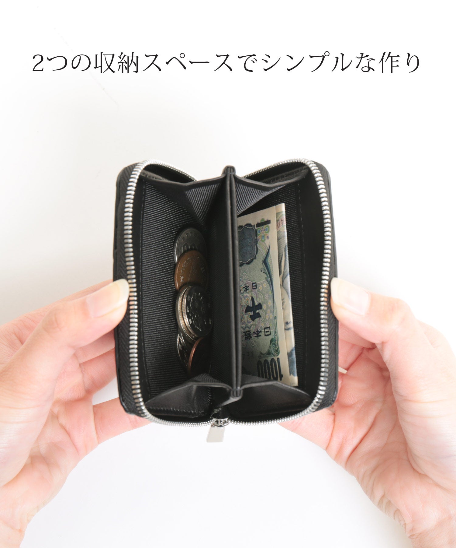 サンキョウショウカイ 三京商会 クロコダイルレザーラウンドファスナーミニ財布アウトポケット付き