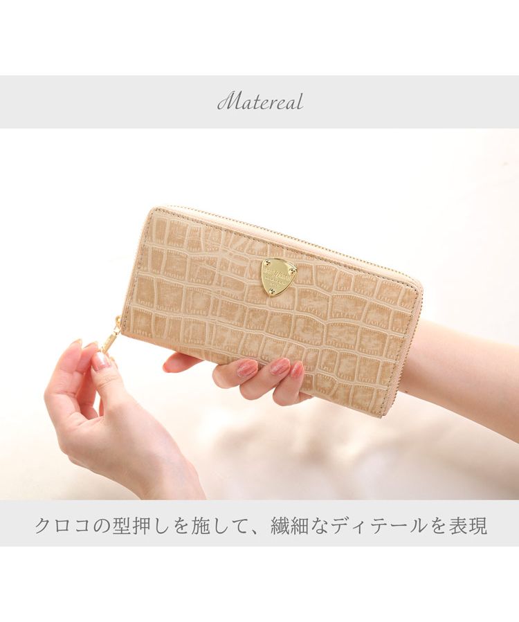サンキョウショウカイ 三京商会 [GOLD PFEIL]クロコ型押し長財布ラウンドファスナー
