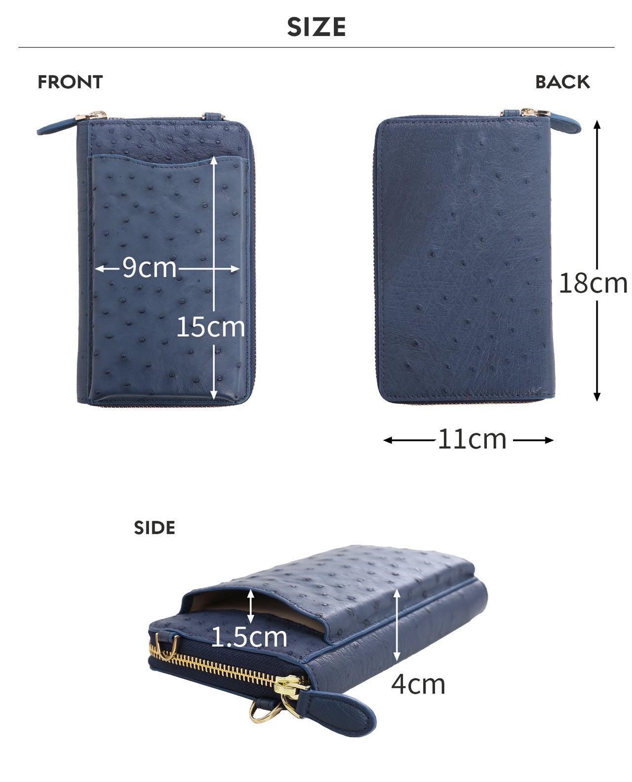 サンキョウショウカイ 三京商会 エキゾチックレザースマホポーチお財布ショルダー （アイリスブルー） アイリスブルー