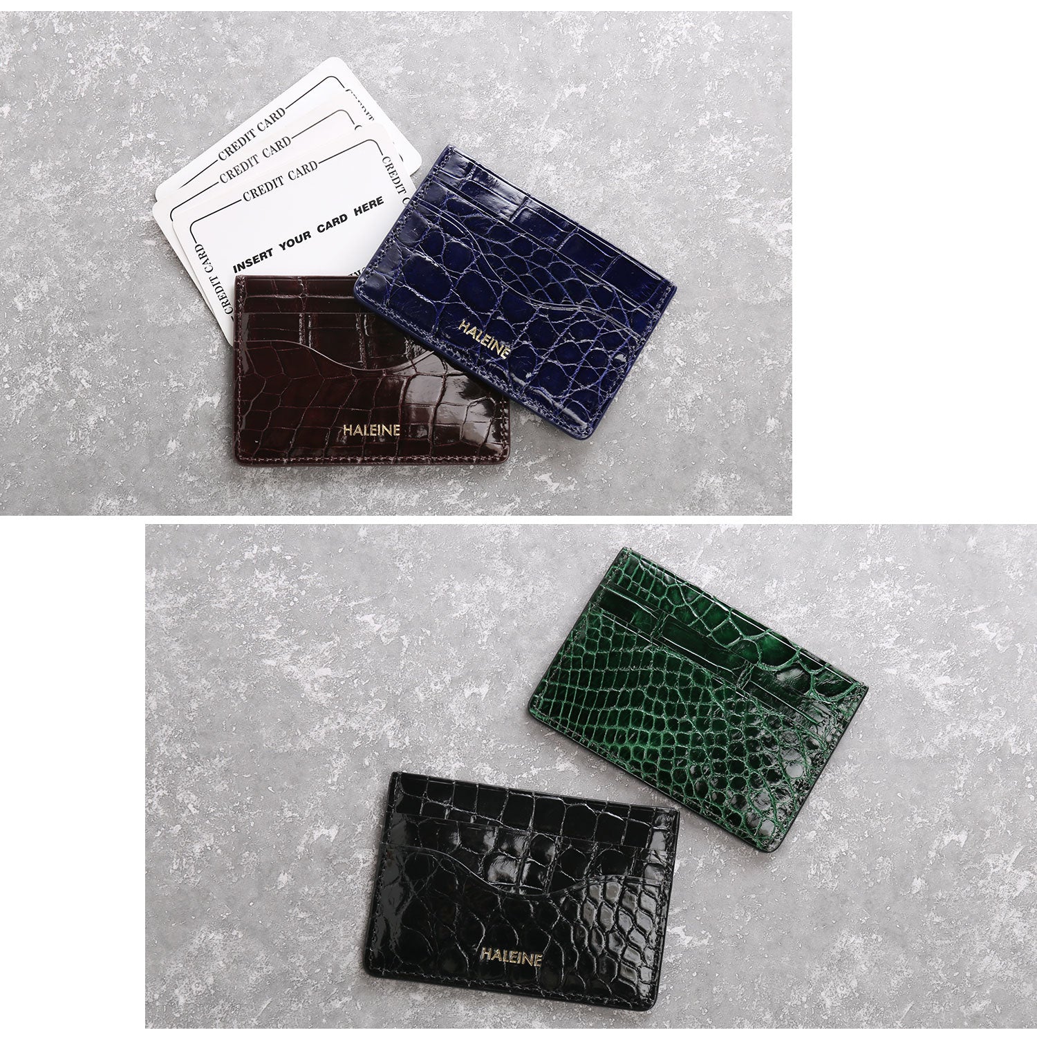 サンキョウショウカイ 三京商会 カードケース 薄型 本革クロコダイルレザー （ライム） ライム