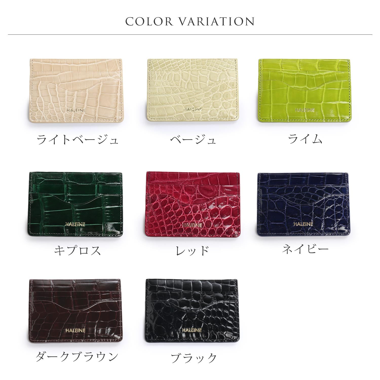 サンキョウショウカイ 三京商会 カードケース 薄型 本革クロコダイルレザー （ライム） ライム