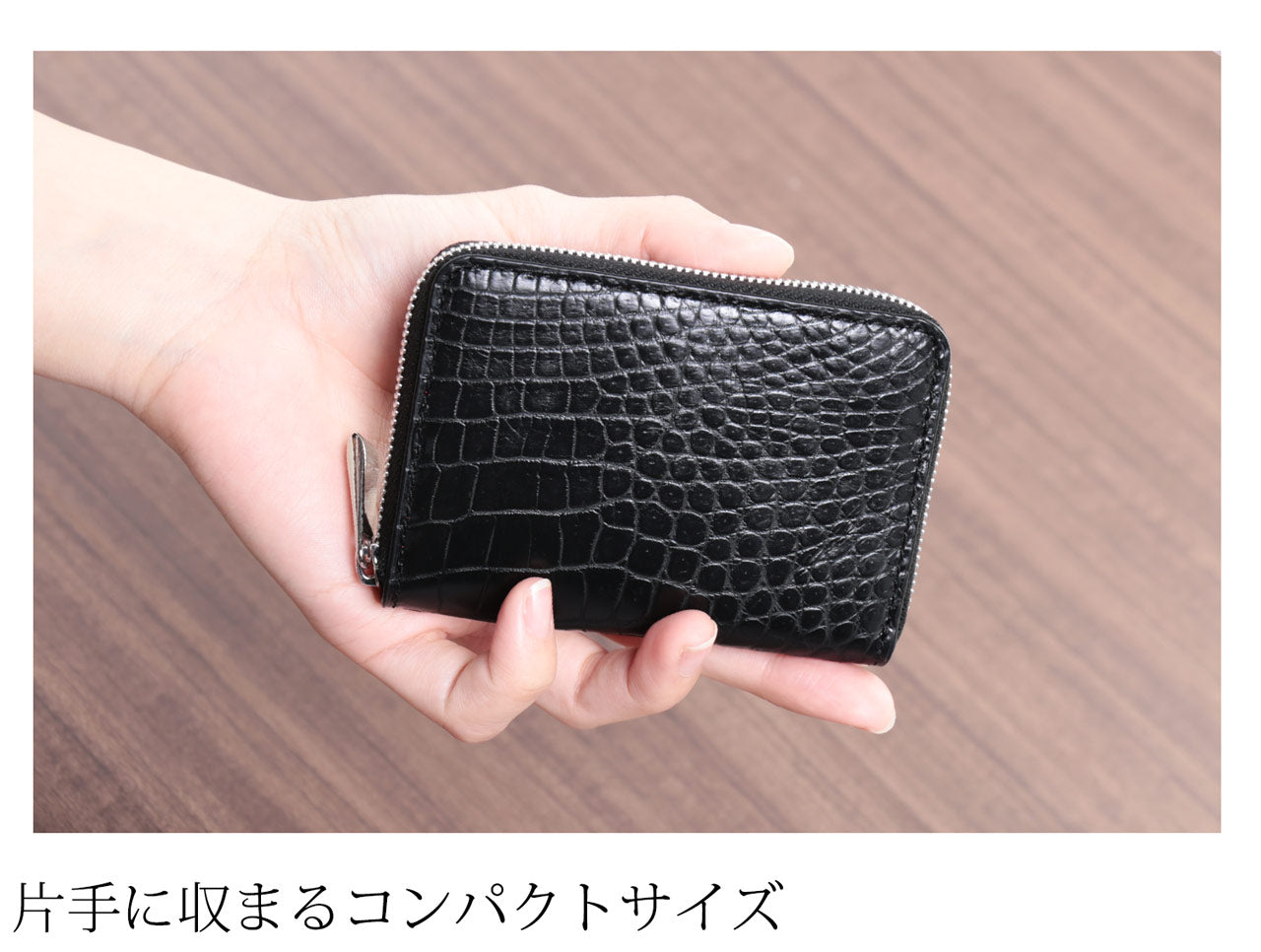 サンキョウショウカイ 三京商会 クロコダイルレザー ミニ財布 マット加工 コンパクト （ネイビー） ネイビー