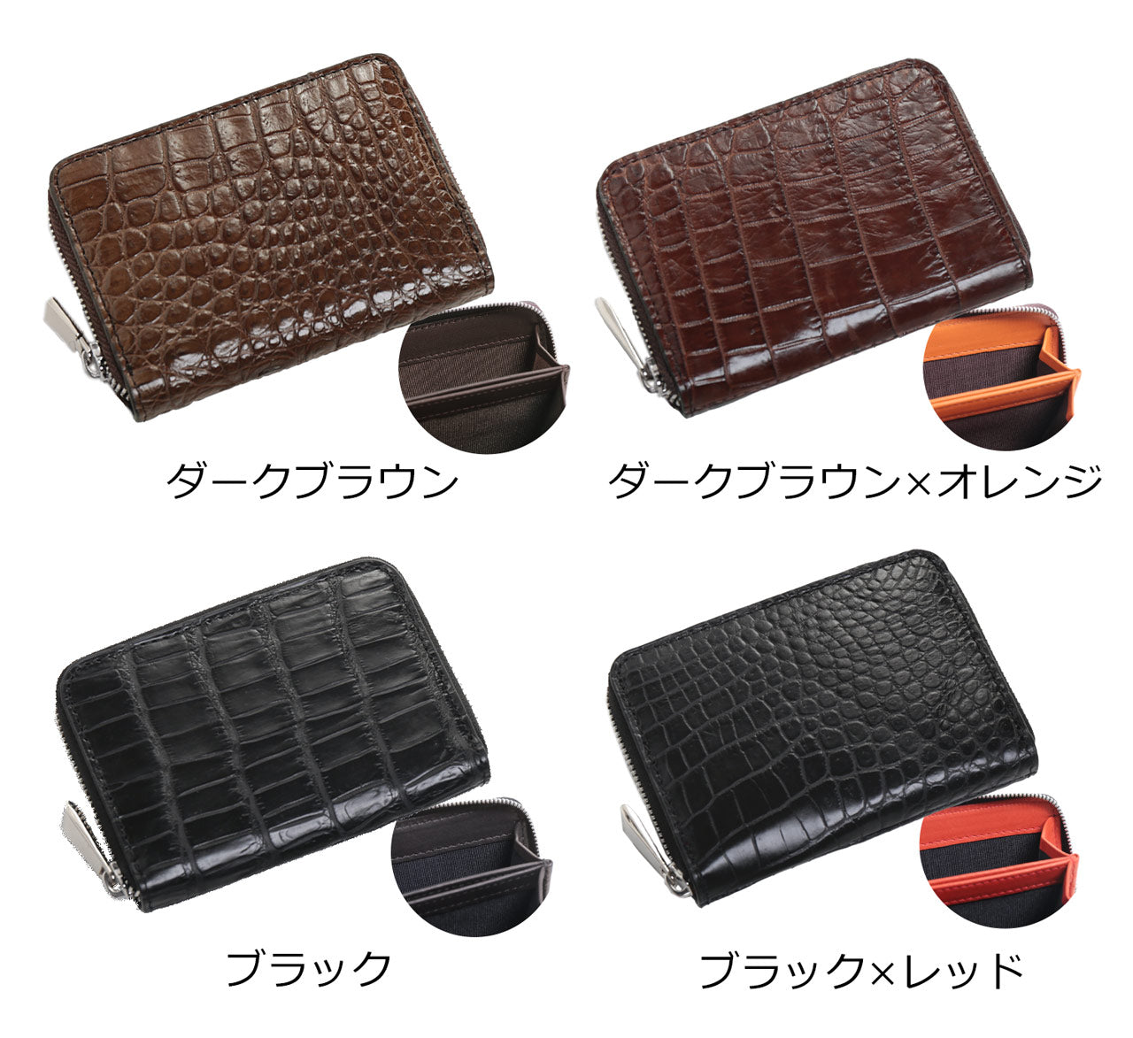 サンキョウショウカイ 三京商会 クロコダイルレザー ミニ財布 マット加工 コンパクト （ネイビー） ネイビー