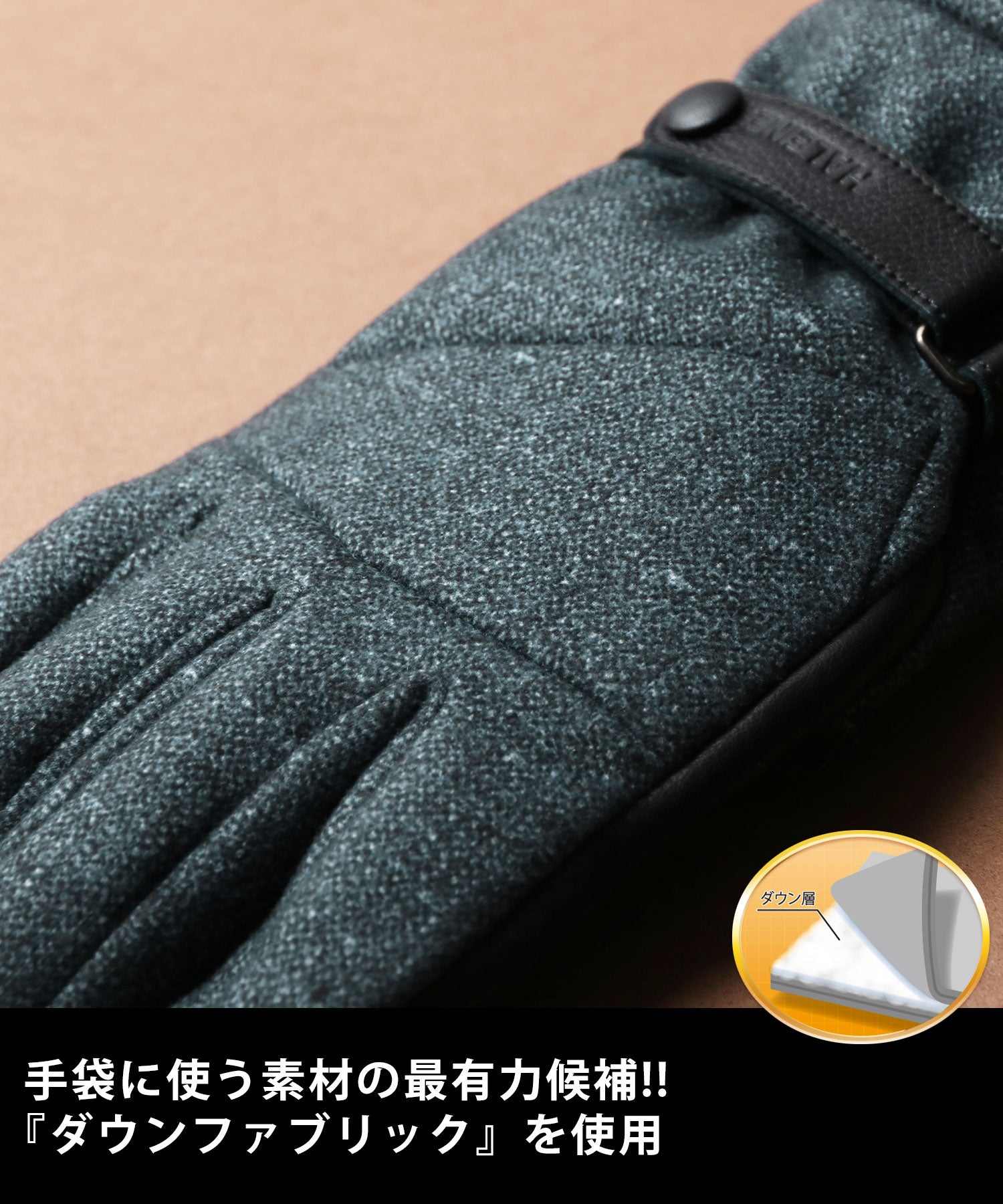 サンキョウショウカイ 三京商会 ダウンファブリックオイルレザーメンズ手袋本革