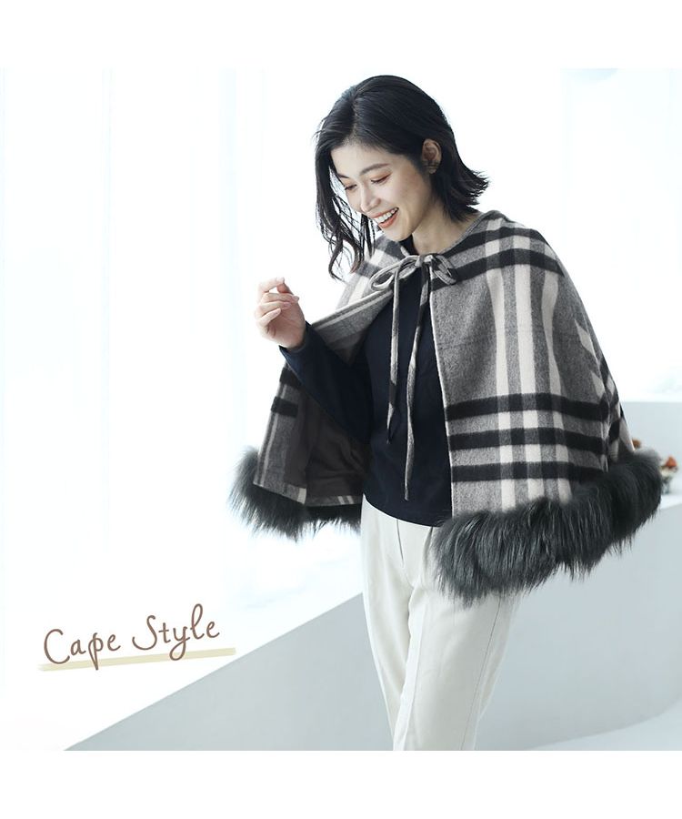Sankyo Shokai cashmere Cape Coat Tartan Check