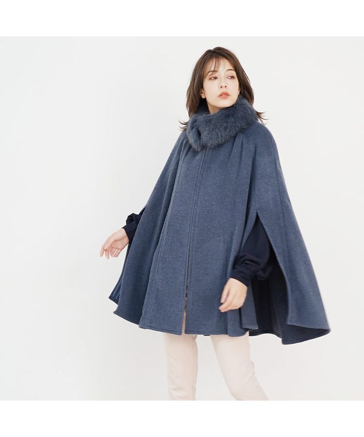 Sankyo Shokai [Filomo] Cashmere Blend Cape with Fox Collar