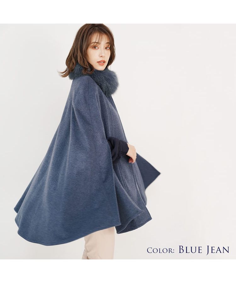 Sankyo Shokai [Filomo] Cashmere Blend Cape with Fox Collar