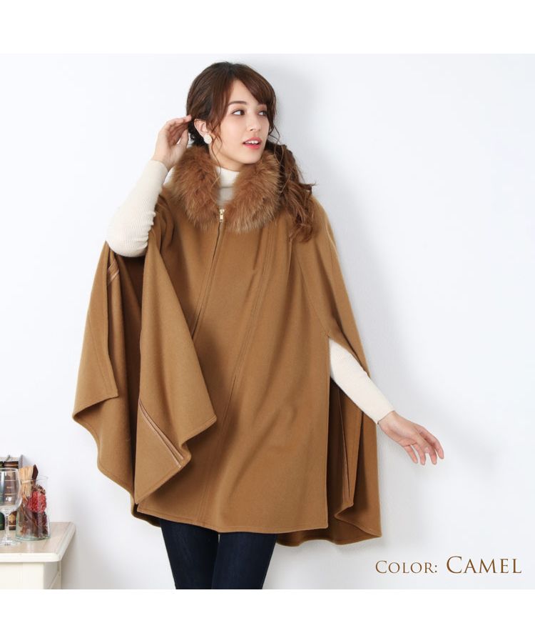 Sankyo Shokai [Filomo] Cashmere Blend Cape with Fox Collar