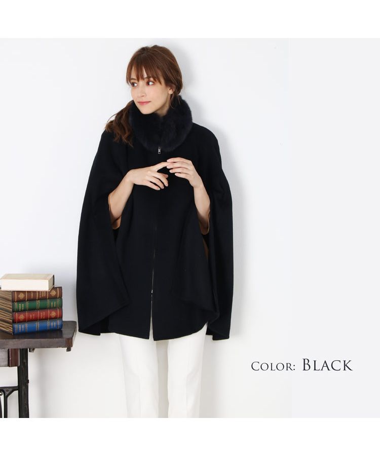 Sankyo Shokai [Filomo] Cashmere Blend Cape with Fox Collar