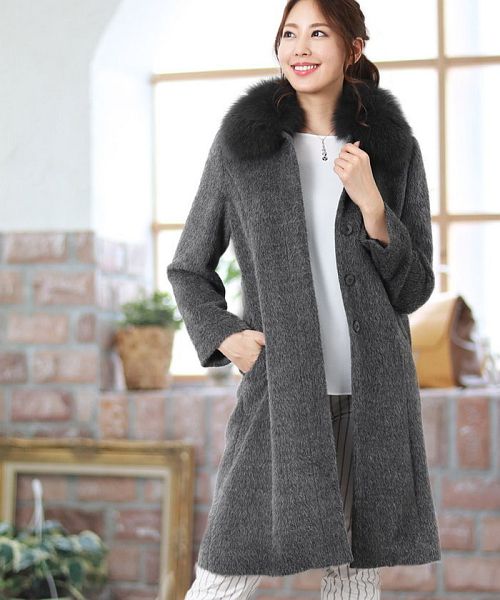 サンキョウショウカイ 三京商会 スーリー アルパカ コート フォックス 襟付き 日本製