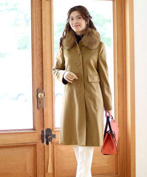 サンキョウショウカイ 三京商会 カシミヤ 100% コート フォックス,キャメル