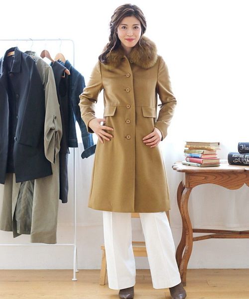 サンキョウショウカイ 三京商会 カシミヤ 100% コート フォックス