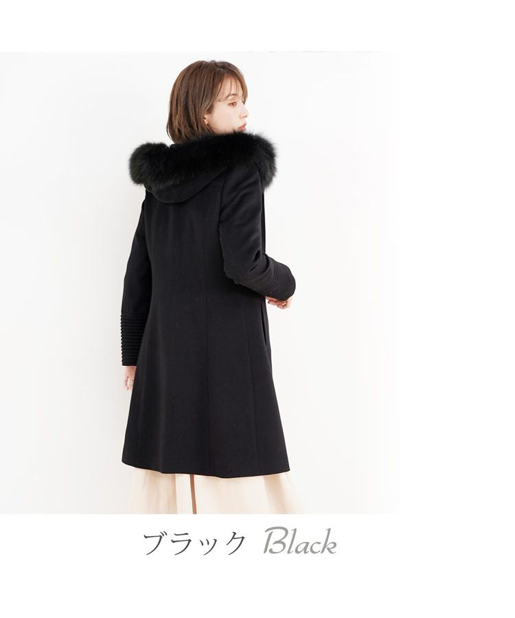 サンキョウショウカイ 三京商会 カシミヤブレンドロングコートフォックスファー付き （ライトベージュ） ライトベージュ