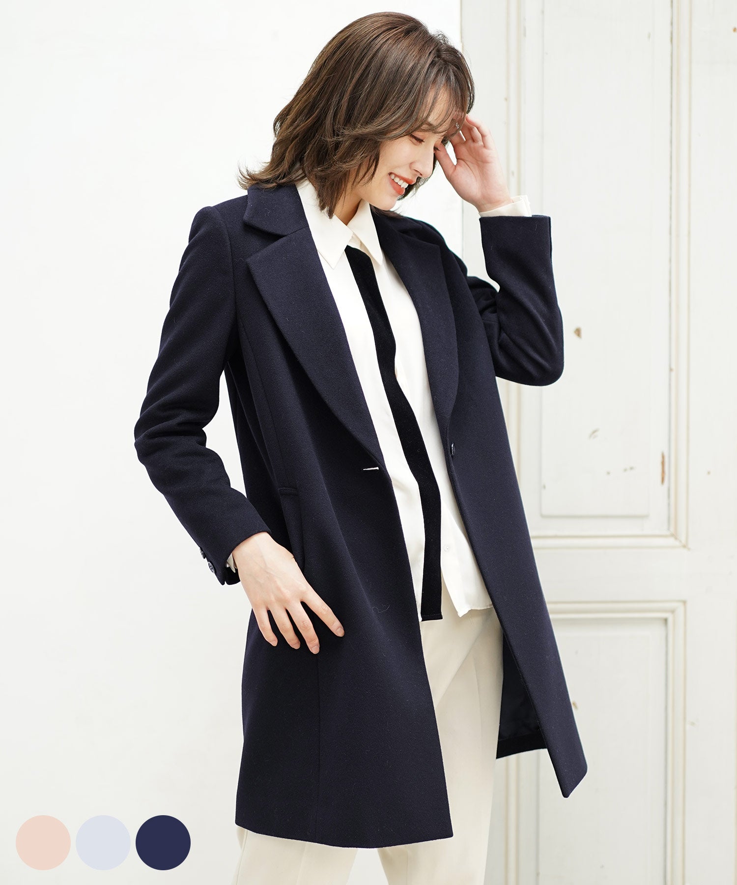 サンキョウショウカイ 三京商会 ウール90% アンゴラ混チェスターコート