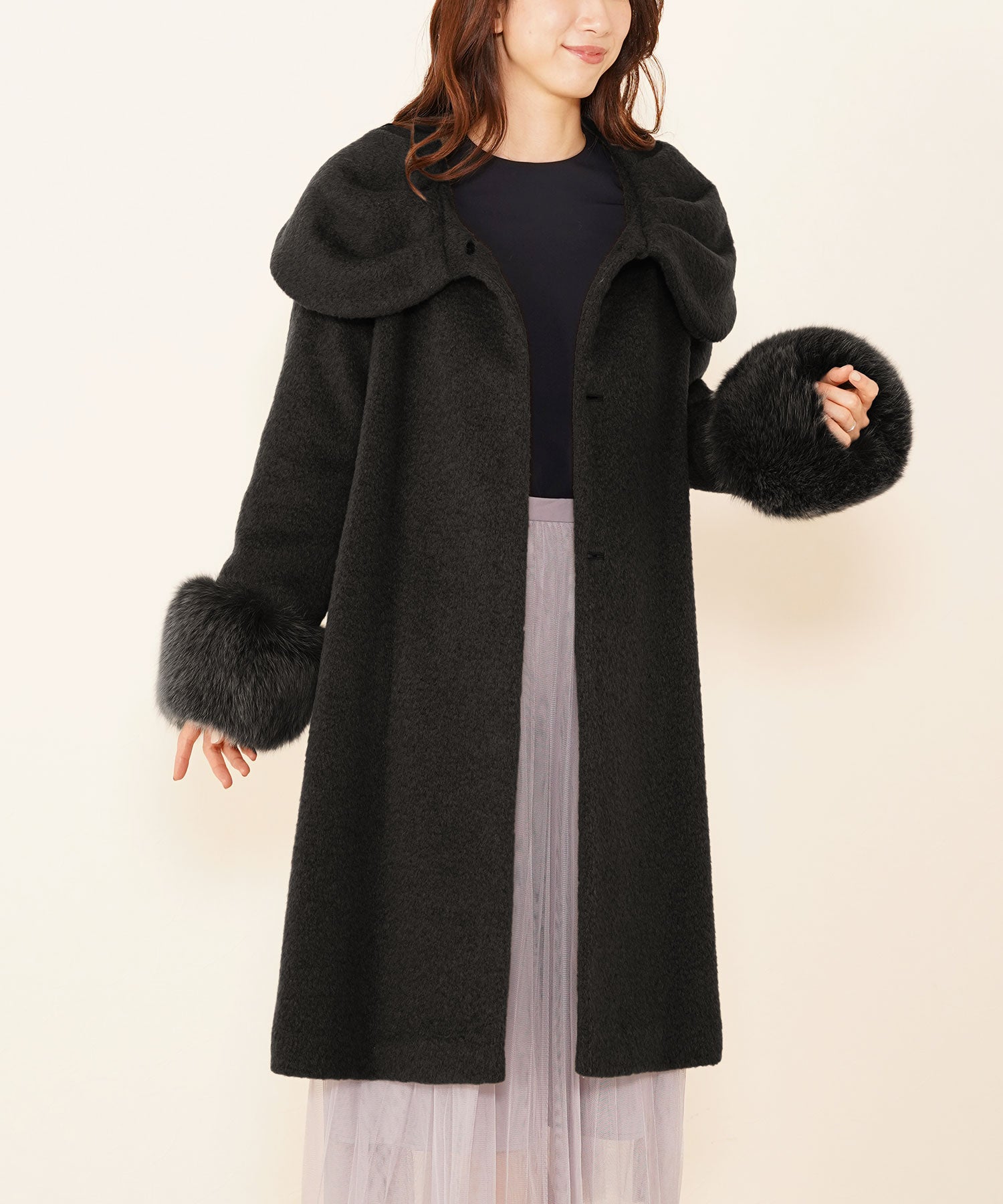 サンキョウショウカイ 三京商会 カシゴラロングコート日本製,ブラック