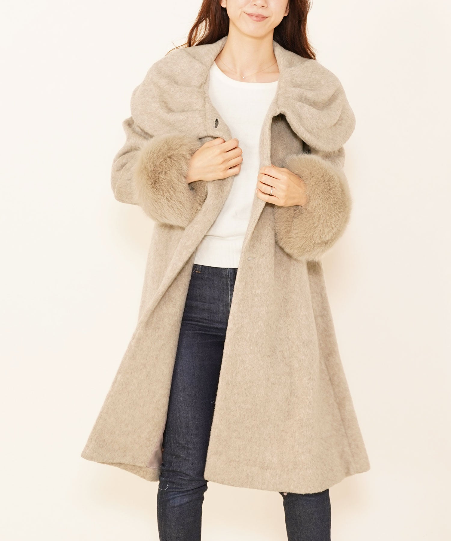 サンキョウショウカイ 三京商会 カシゴラロングコート日本製,ベージュ