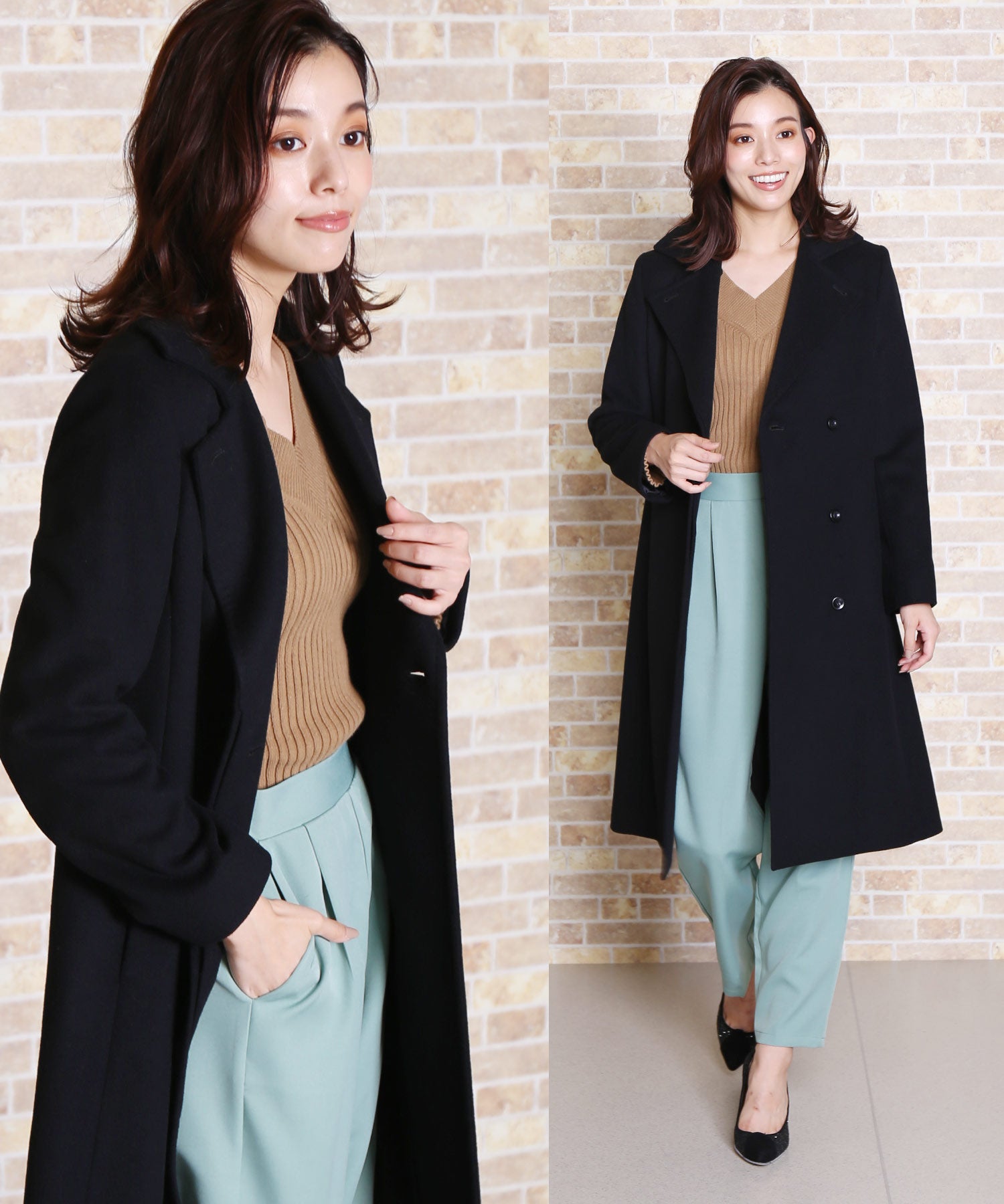 サンキョウショウカイ 三京商会 カシミヤブレンドウールコートテーラードカラー