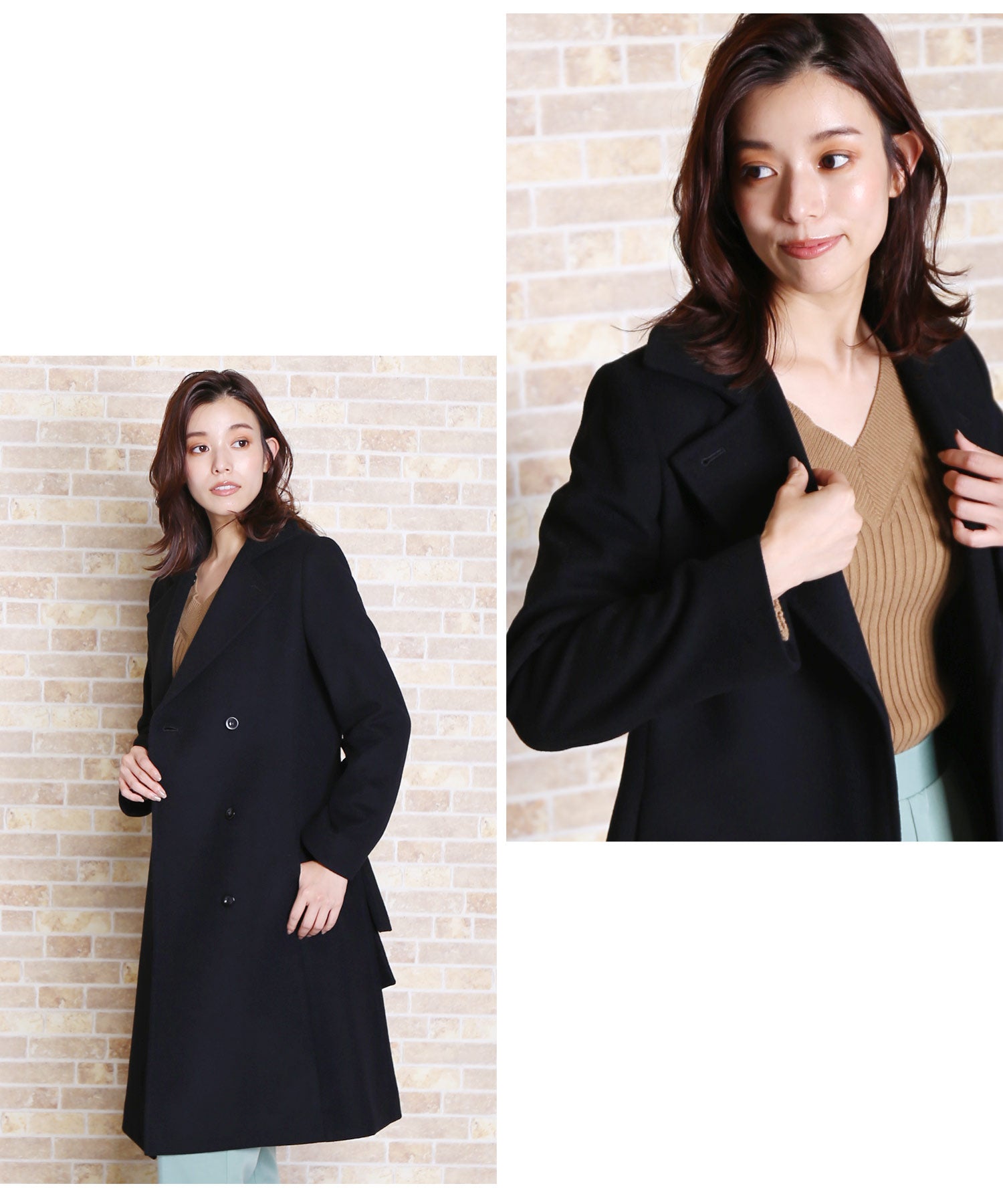 サンキョウショウカイ 三京商会 カシミヤブレンドウールコートテーラードカラー