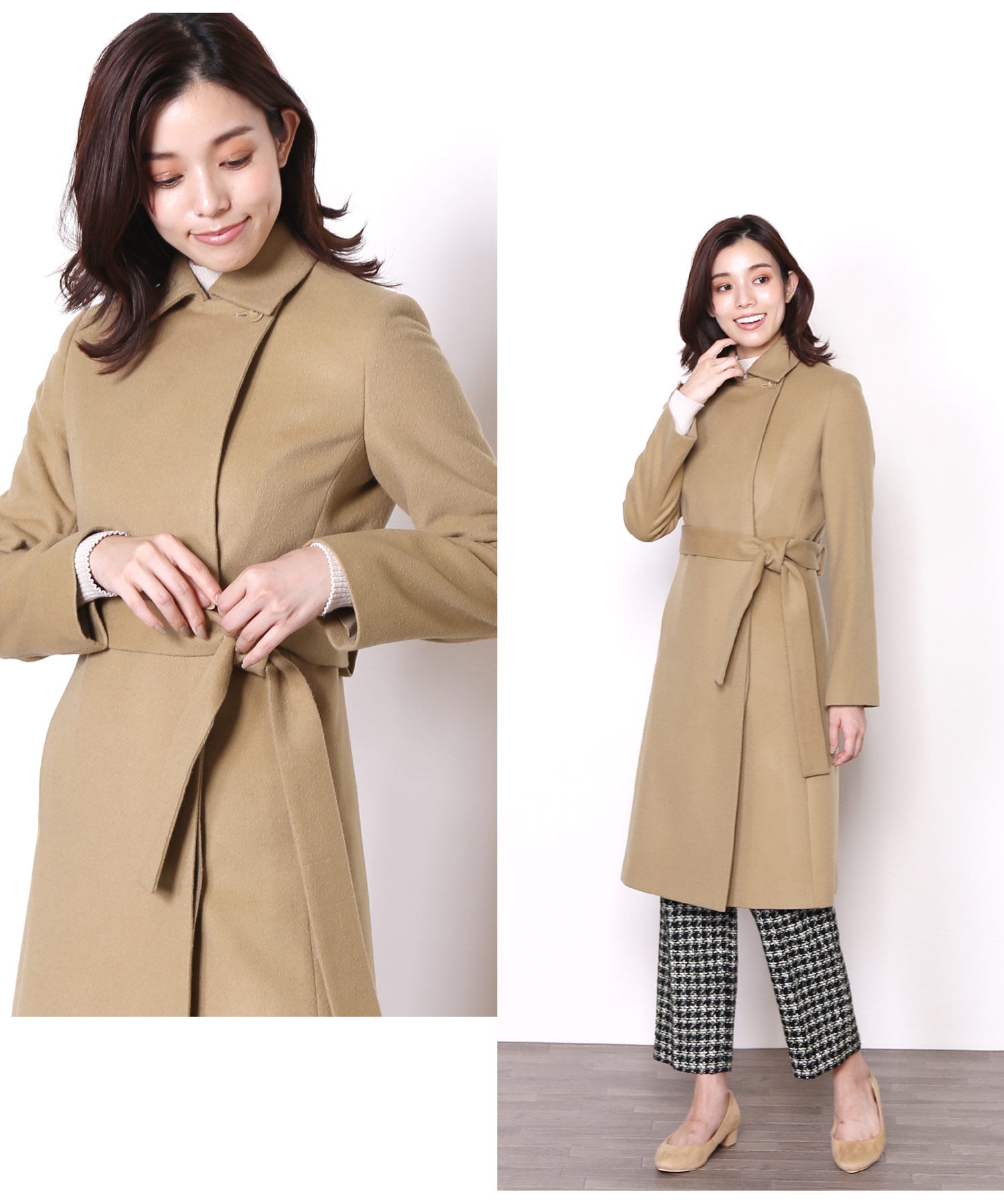 サンキョウショウカイ 三京商会 カシミヤブレンドウールコートテーラードカラー