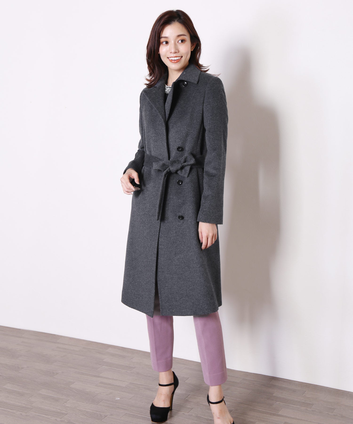 Sankyo Shokai Cashmere Blend Wool Coat with Tailored Collar