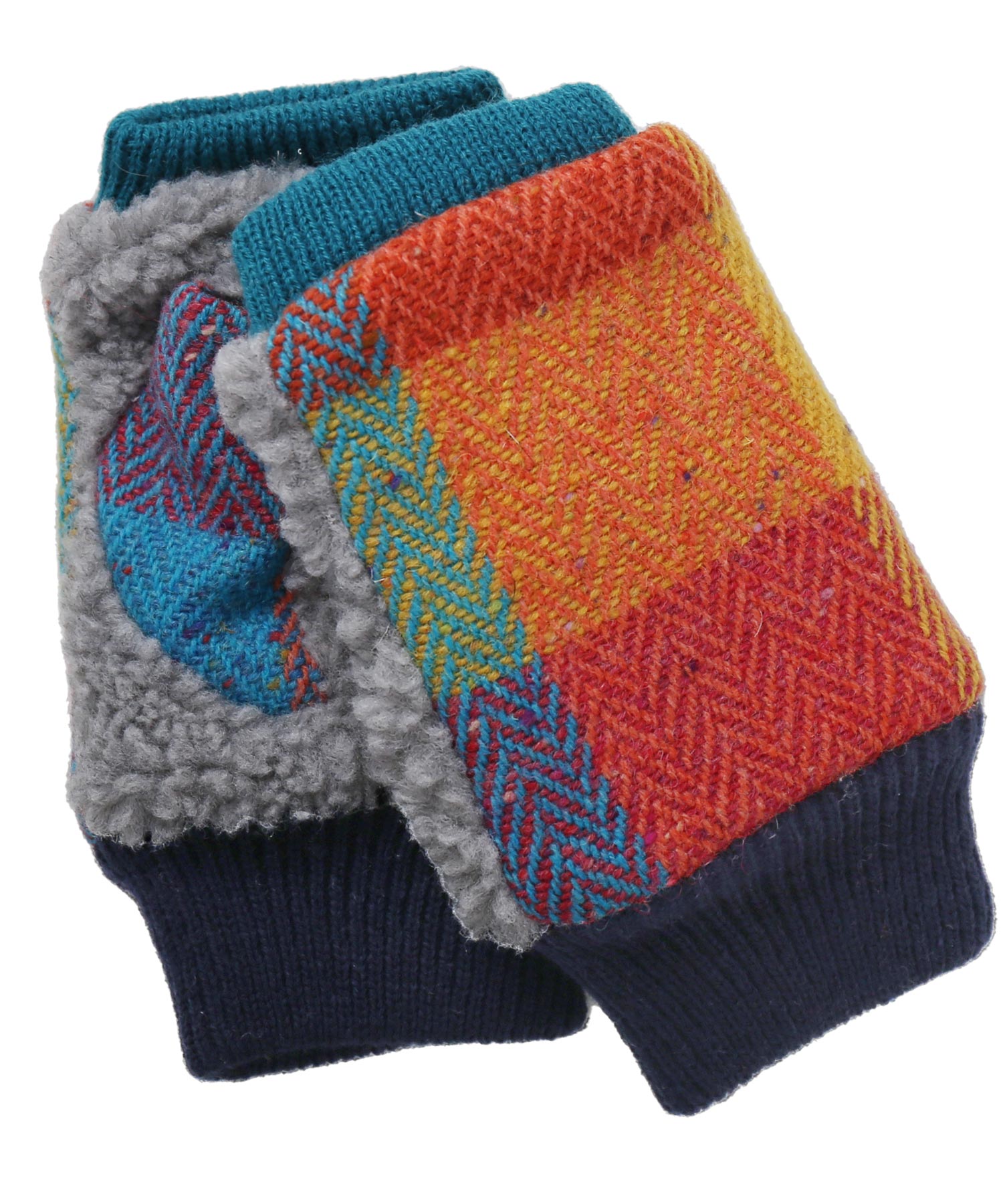 サンキョウショウカイ 三京商会 [AVOCA]指なし手袋 ウール チェック柄 スマホ対応,マルチネイビー