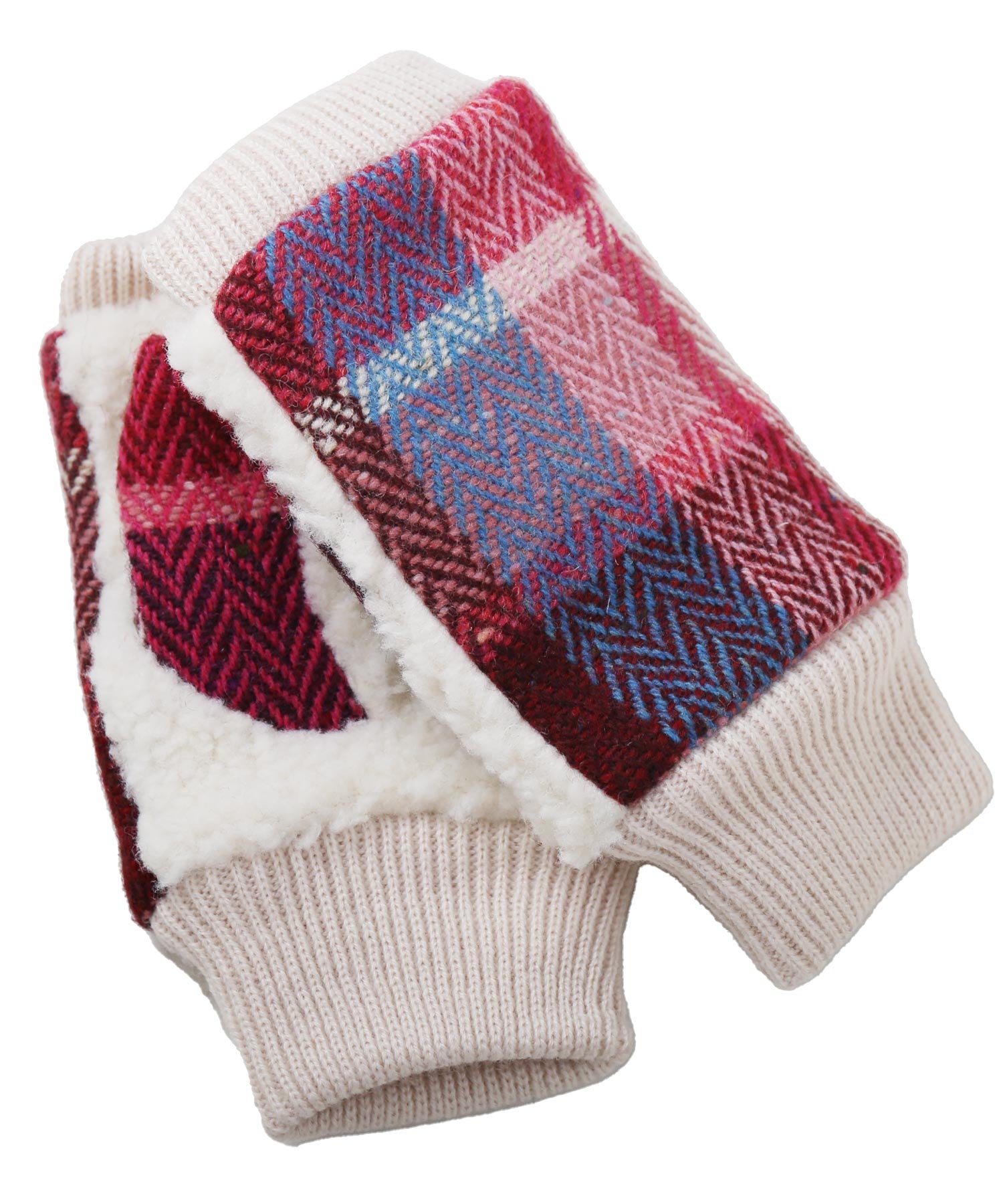 サンキョウショウカイ 三京商会 [AVOCA]指なし手袋 ウール チェック柄 スマホ対応,パープル系